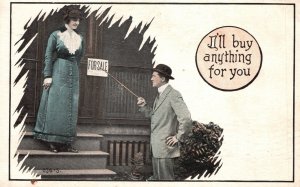 Vintage Postcard 1913 For Sale I'll Buy Anything For You Man and Woman Lovers