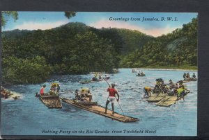 Jamaica Postcard - Rafting Party on The Rio Grande From Titchfield Hotel   T7301