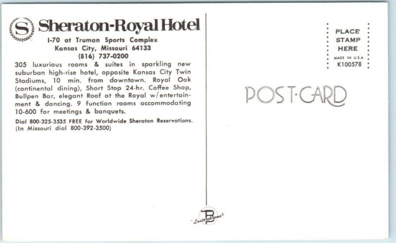 Postcard - Sheraton-Royal Hotel - Kansas City, Missouri