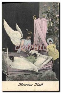 Old Postcard Angels Fancy Doll Kids Happy Christmas