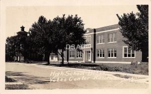 A13 KANSAS Ks Real Photo RPPC Postcard 1944 YATES CENTER High School Building