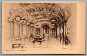 Postcard UK c1920s University of Liverpool Upper Hall Of Students Union A/S