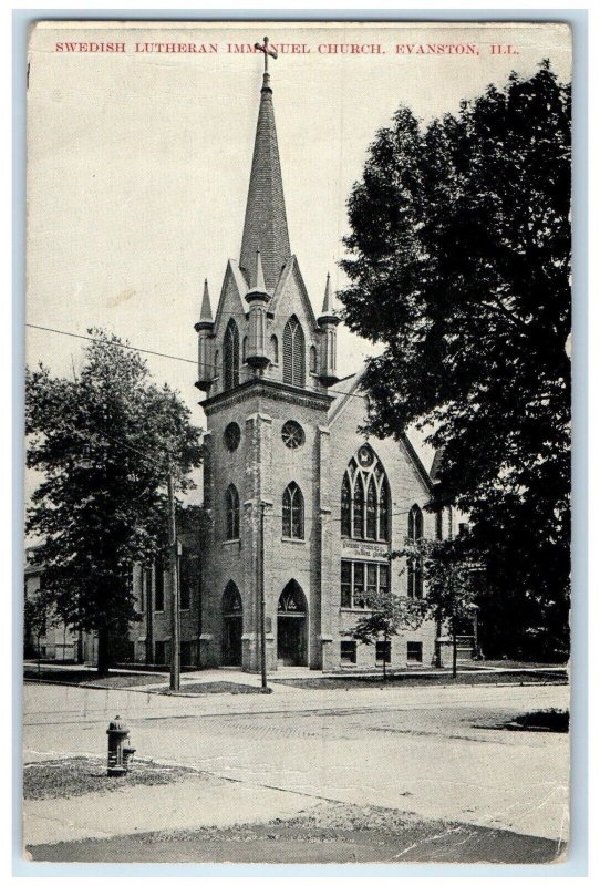 1911 Swedish Lutheran Immanuel Church Chapel Exterior Evanston Illinois Postcard