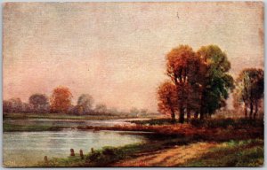 1905 Autumn Trees Lake Nature Scenic & Picturesque View Posted Postcard