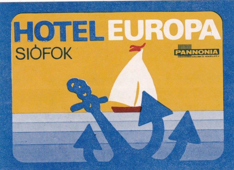 Hungary Siofok Hotel Europa Vintage Luggage Label lbl0065