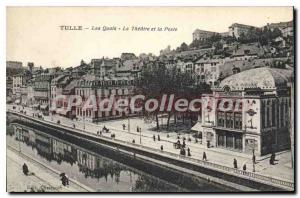 Old Postcard Tulle The Quays Theater and La Poste