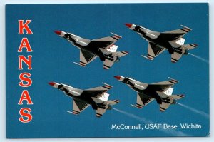 WICHITA, KS ~ McConnell Air Force Base THUNDERBIRDS Airplane 4x6 Postcard 1990