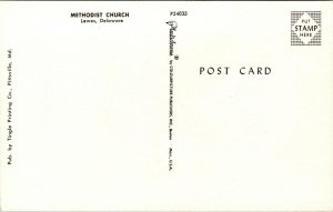 Vtg Methodist Church Lewes Delaware DE Unused Chrome Postcard