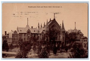 1910 Washington Park and Music Hall Cincinnati Ohio OH Antique Posted Postcard 