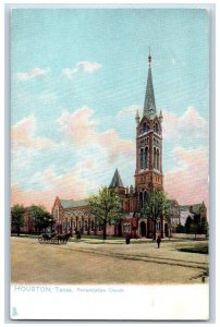 Houston Texas TX Postcard Annunciation Church Exterior Roadside c1910's Tuck