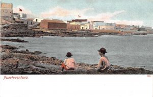 Fuerteventura Spain Boys on Beach Vintage Postcard AA110662