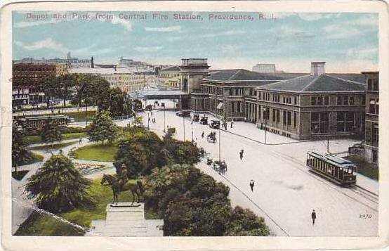 Rhode Island Providence Railroad Depot & Park from Central Fire Station 1915