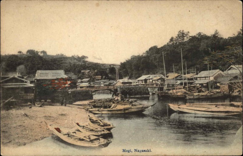 Nagasaki Japan Mogi Harbor Bay c1910 Vintage Postcard