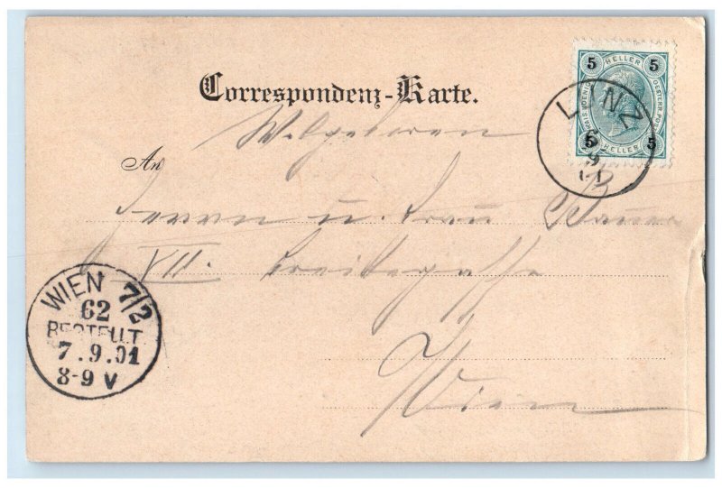 1901 Greetings from Lunz Lower Austria Lunzer See Mit Scheiblingstein Postcard