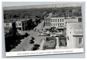 Vintage 1940's Photo Postcard Liberty Street Business Area Independence Missouri