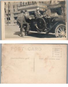 ANTIQUE RPPC REAL PHOTO POSTCARD - GROUP OF MEN w/ CAR