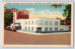 Syracuse New York NY Postcard Central Greyhound Lines Bus Terminal c1940 Vintage