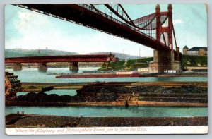 Bridge over Allegheny and Monogahela Rivers - Ohio - Postcard