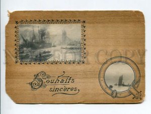 3013431 LONDON & CHINA port & ships 1898 year  wooden RARE card