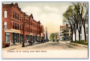 Littleton New Hampshire Postcard Looking Down Main Street 1907 Vintage Antique