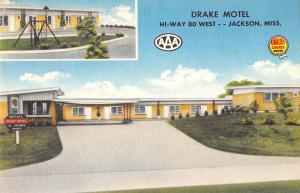 Jackson Mississippi Drake Motel Multiview Linen Vintage Postcard (K7243)