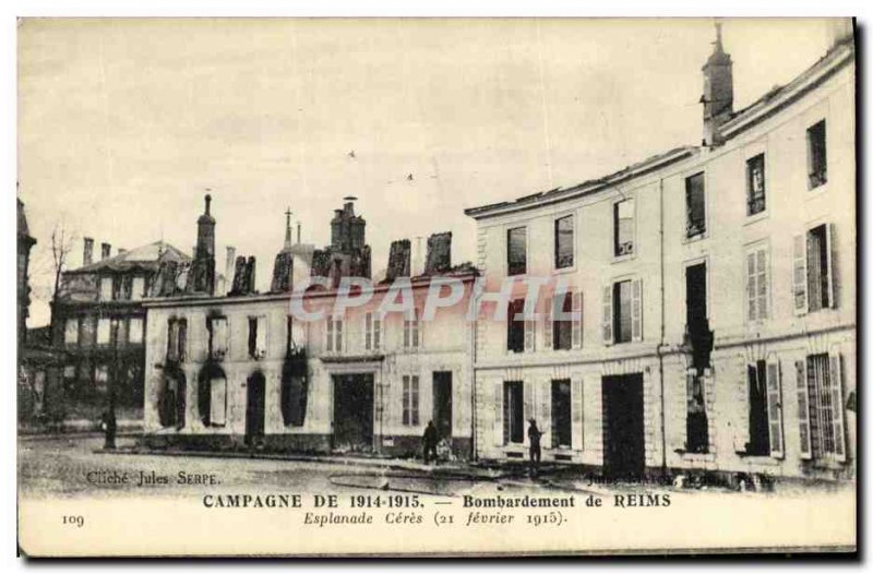 Postcard Old Country Bombardment of Rheims Esplanade Ceres in February 1915 M...