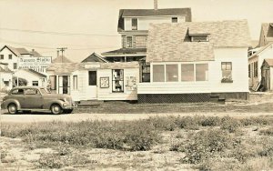 Wells Beach ME Nathan's Studio Beauty Shop Old Car Real Photo Postcard 