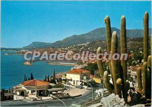 Postcard Moderne Menton General view the new Harbor view from the Italian Fro...