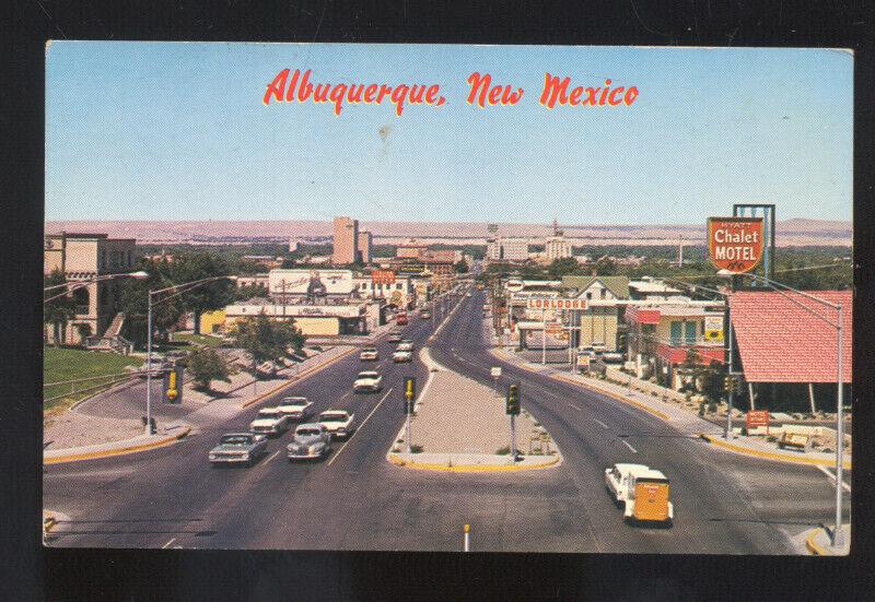 ALBUQUERQUE NEW MEXICO ROUTE 66 1960's CARS STREET SCENE VINTAGE POSTCARD NM