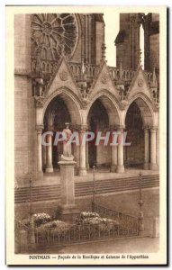 Old Postcard Pontmain Facade of the Basilica and Colenne L & # 39Apparitien