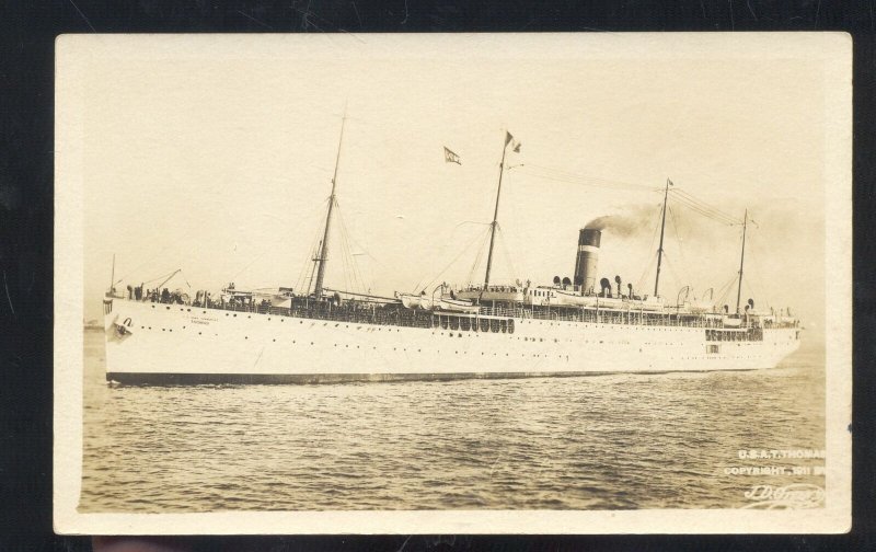 RPPC UNITED STATES NAVY TRANSPORT SHIP USAT THOMAS 1911 REAL PHOTO POSTCARD