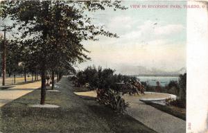 Toledo Ohio~Riverside Park View between River & Street~Pathway~Bridge Bknd~1908