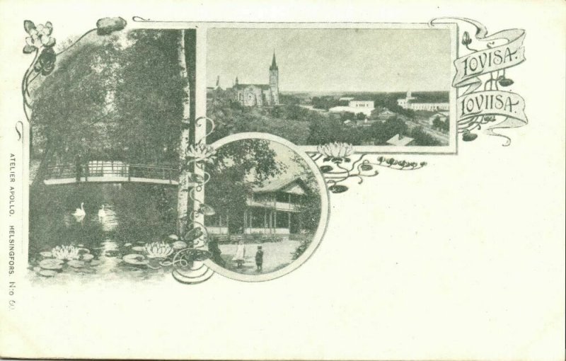 finland suomi, LOVISA LOVIISA, Multiview (1899) Atelier Apollo No. 60 Postcard