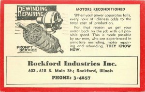 Automobile Repair Rockford Industries Inc Illinois 1956 Postcard 20-9441