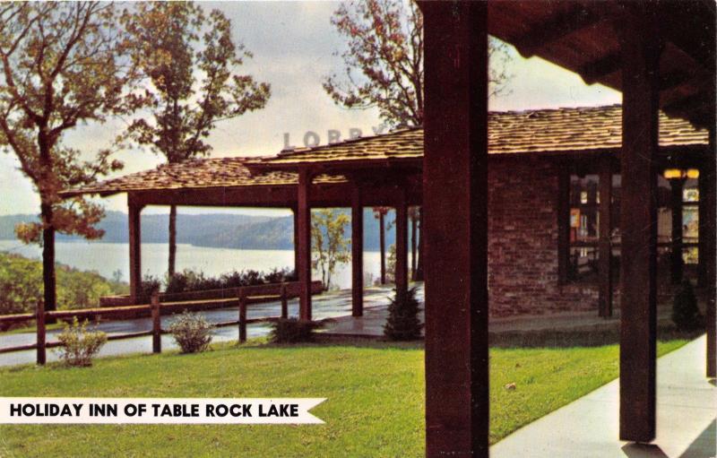 TABLE ROCK LAKE MISSOURI HOLIDAY INN~LOBBY ENTRANCE POSTCARD 1960s