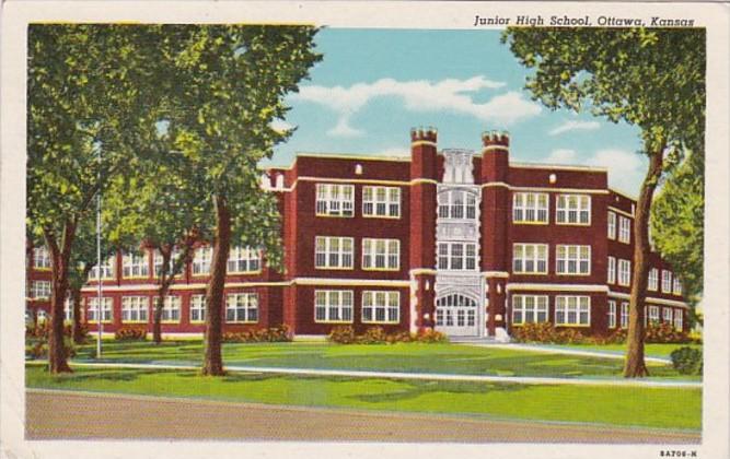 Junior High School Ottawa Kansas 1951 Curteich