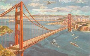 Golden Gate Bridge 1950s Postcard San Francisco California 11676