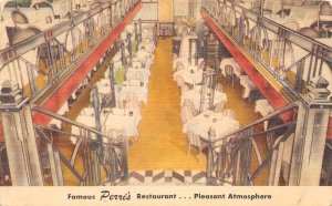 Newark New Jersey Perri's Restaurant, Color Linen Vintage Postcard U10328