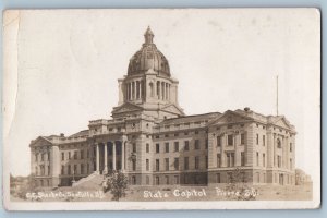 Pierre South Dakota SD Postcard RPPC Photo State Capitol Building 1911 Slack