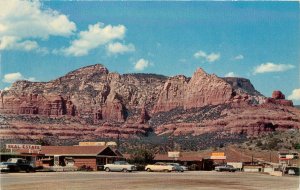 Mid-Century Postcard; Sedona AZ Real Estate & Hitching Post Cafe, Posted 1963