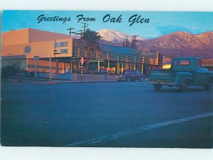 Chrome SECURITY BANK - GREETINGS FROM OAK GLEN Yucaipa California CA AG2946