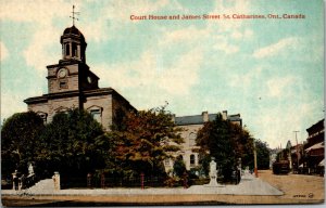 Vtg Court House and James Street St Catharines Ontario Canada Postcard