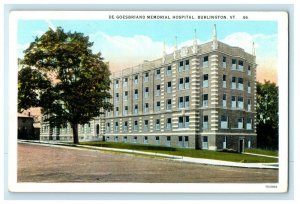 Burlington Vermont VT, De Goesbriand Memorial Hospital Building Postcard 