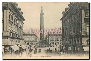 Old Postcard Paris Vendome place