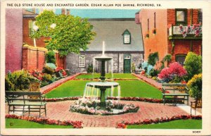 Old Stone House Enchanted Garden Edgar Allan Poe Shrine Richmond VA Postcard VTG 