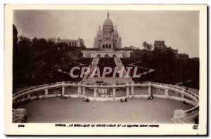 Old Postcard From Paris Sacre Coeur Basilica and St. Peter's Square