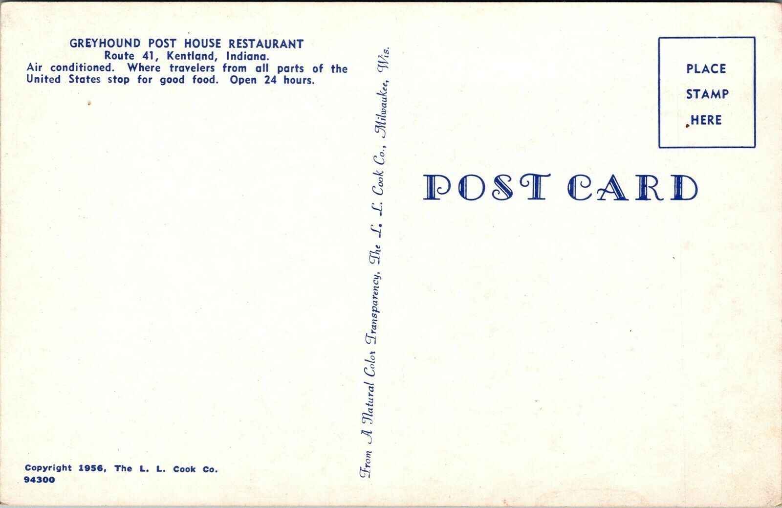 Vtg Kentland Indiana IN Greyhound Post House Restaurant Old Cars 1950s Postcard United States