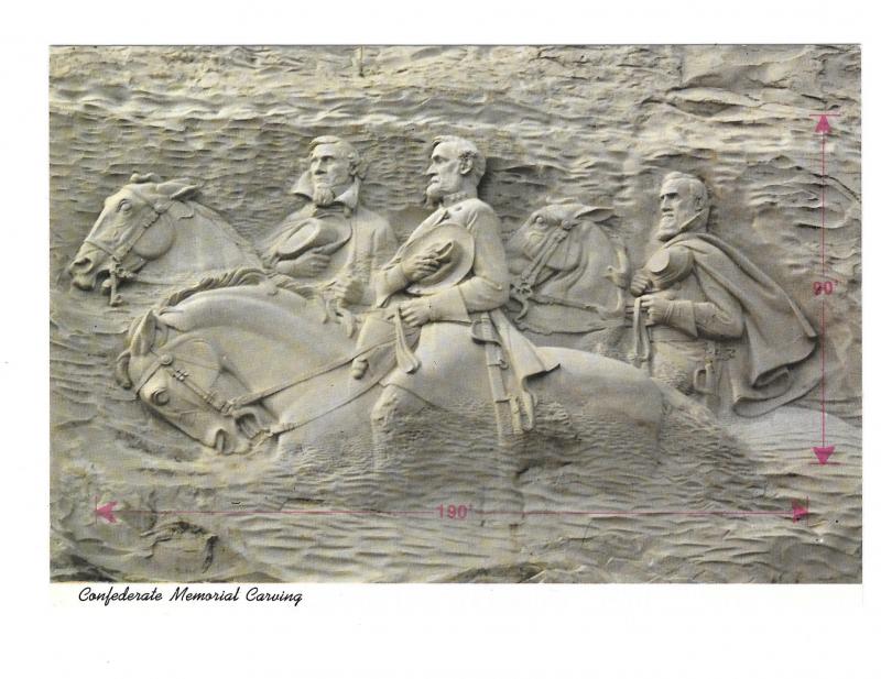 GA Atlanta Stone Mountain Confederate Memorial Jackson Davis Lee 4X6 Postcard