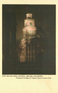Colorado Denver High School Nelson East Night C-1915 Postcard 22-3431
