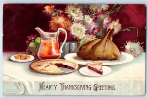 1907 Thanksgiving Greetings Pie And Turkey Ellen Clapsaddle Signed Postcard
